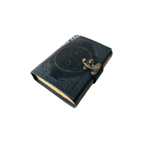 PEACE OF SIGN Vintage Leather Book of Spells Celtic Wiccan Journals for Writing Black Handmade Deckle Art Paper Planner Diary